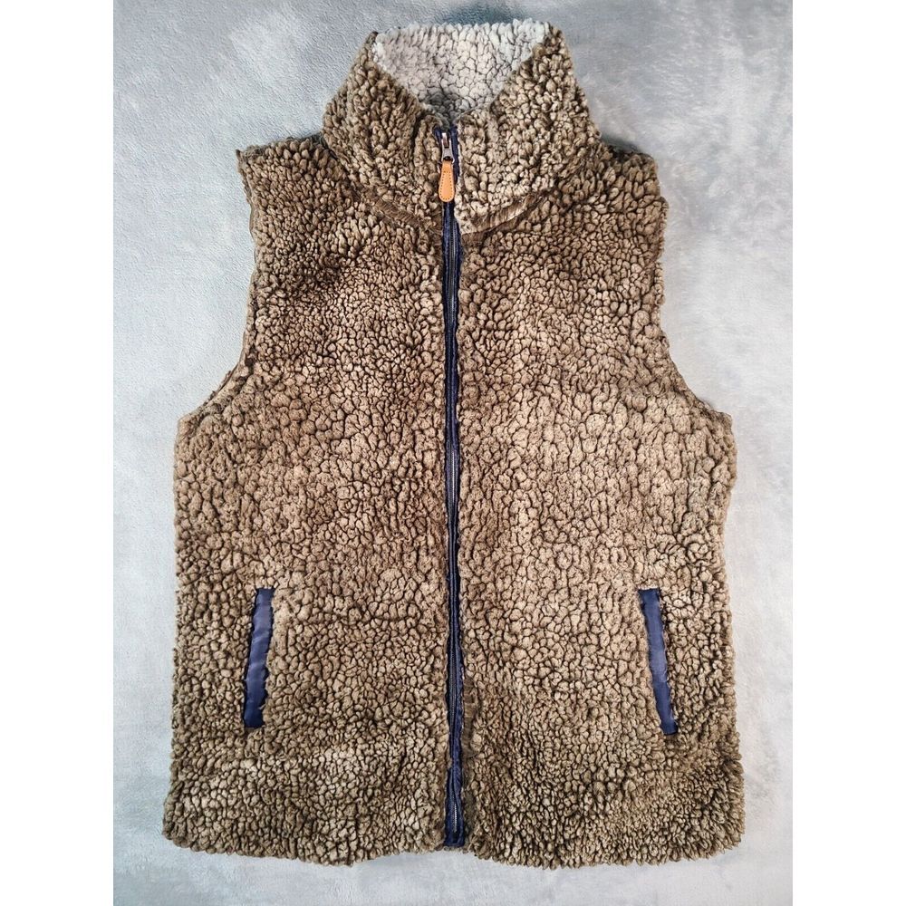 Simply Southern Vest Womens Large Brown Fleece Plush‎ Pullover Casual Faux Fur